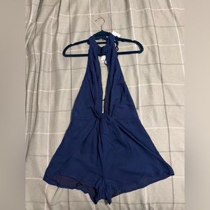 Navy blue high neck romper